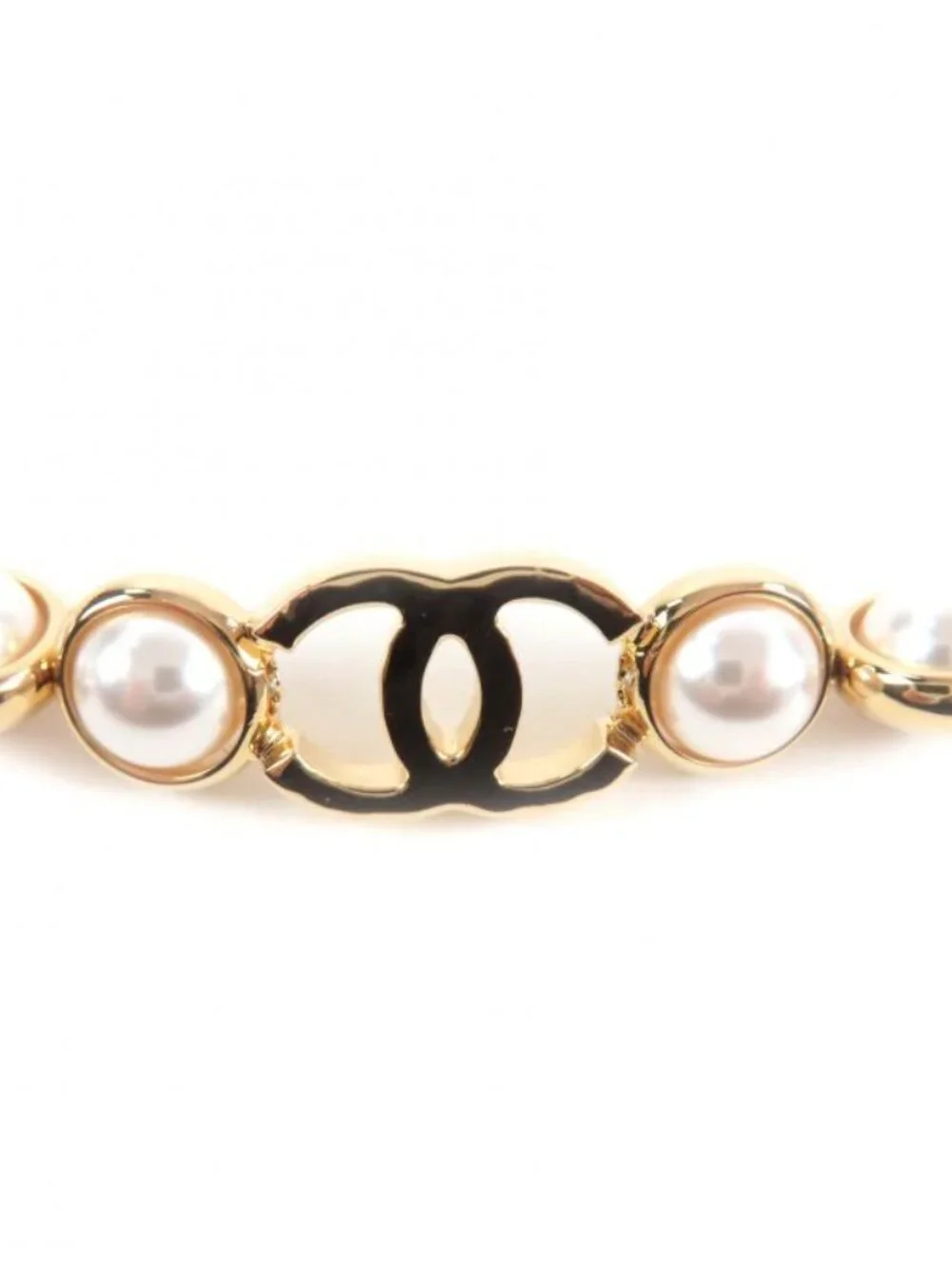 Chanel CC Logo Faux Pearl Chain Belt White Gold - Picture 6 of 9